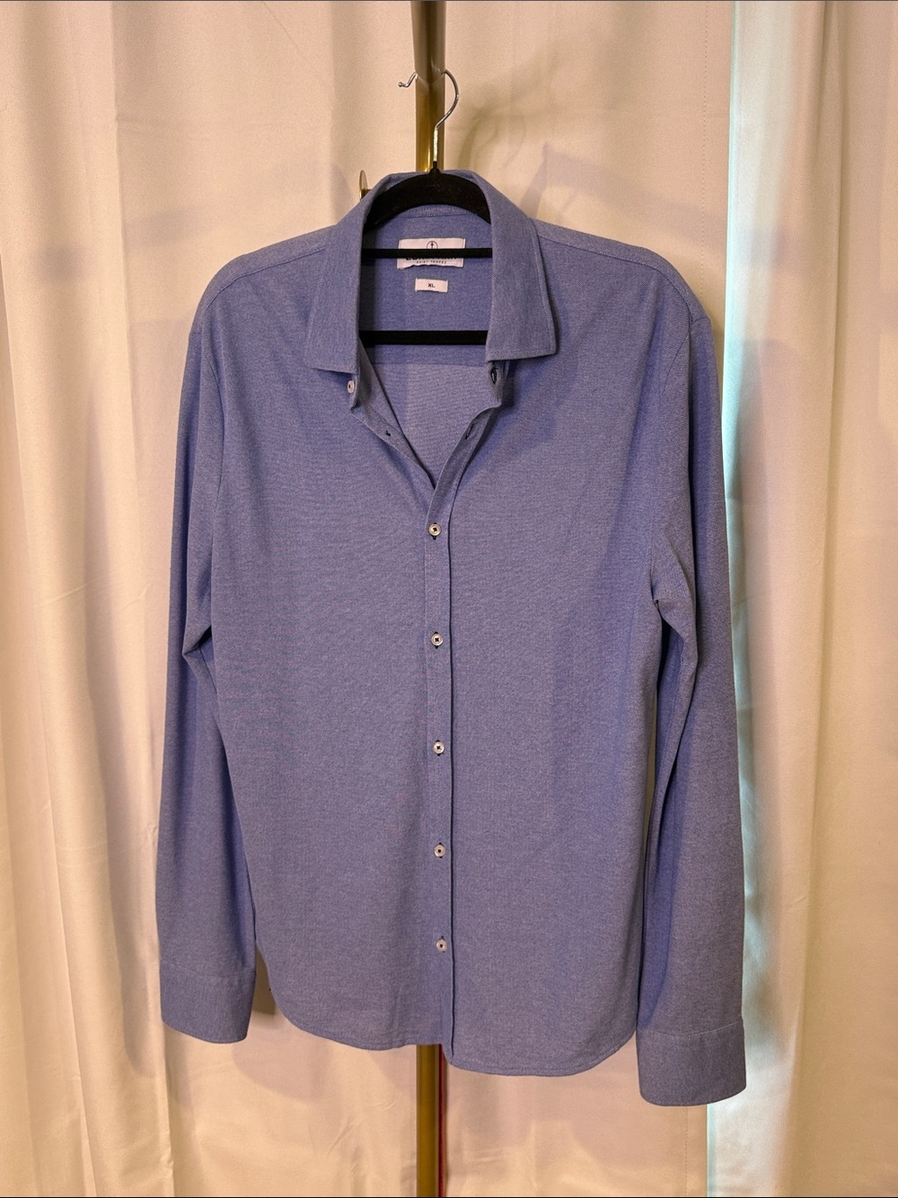 Europann Men's Cotton Blue ButtonDown Shirt Classic Long Sleeve XL